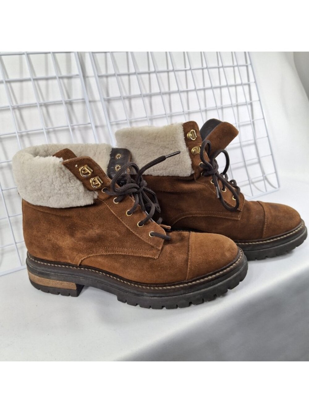 NAPOLEONI Italian Suede Winter  Boots With Cozy Shearling Trim Sz 39(sz8.5-9)